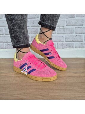 ⭐Adidas Handball Spezial Size 7 Women's shoes Sneakers Suede Pink Yellow JP8718⭐